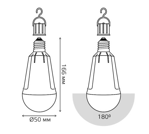 Лампа светодиодная A80 12W 900lm 3000K Е27 авар. с Li-Ion аккумулятором  102002112  Gauss