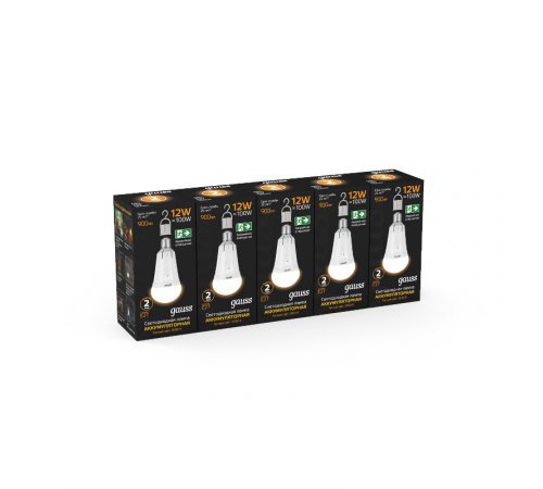 Лампа светодиодная A80 12W 900lm 3000K Е27 авар. с Li-Ion аккумулятором  102002112  Gauss