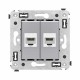 Компьютерная розетка RJ-45 без шторки в стену, кат.6А двойная, "Avanti", "Закаленная сталь"  4404674  DKC