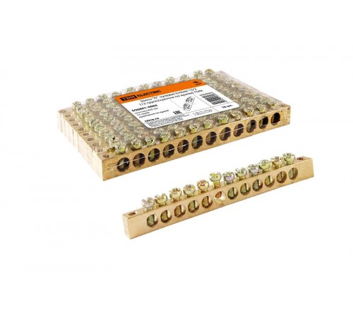 Шина "N" нулевая 6х9мм 12/2 (12 групп/крепеж по краям)   SQ0801-0060  TDM