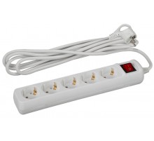 Удлинитель 5 гнезд 3м с/з 16А с выключателем 3x1мм2 U-5es-3m-3x1  ПВС Россия  Б0028382  ЭРА