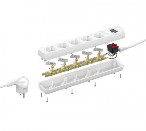 Удлинитель ЭРА UX-5es-5m c заземлением, 3x0,75мм2, c выкл. 5гн, 5м  Б0035758  ЭРА