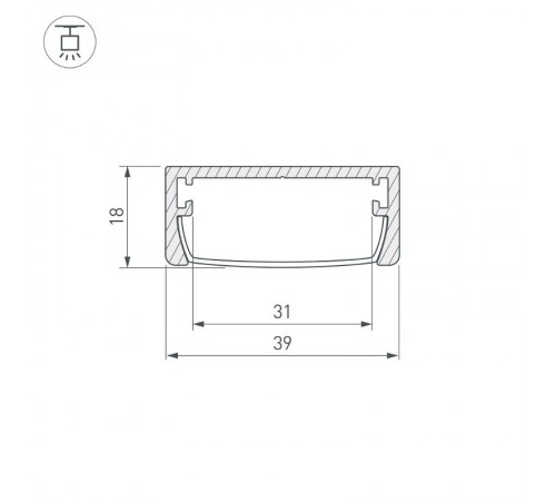 Профиль ARH-WIDE-W39-2000 ANOD (arlight, Алюминий)  030982  Arlight