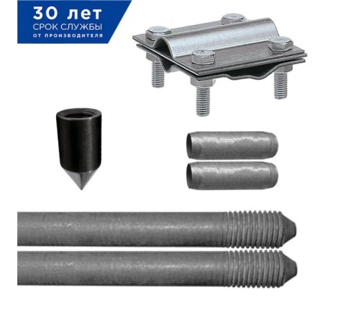 Вертикальный заземлитель из круглой оцинкованной стали, диаметром 16 мм, длиной 3 м  90138  Ezetek