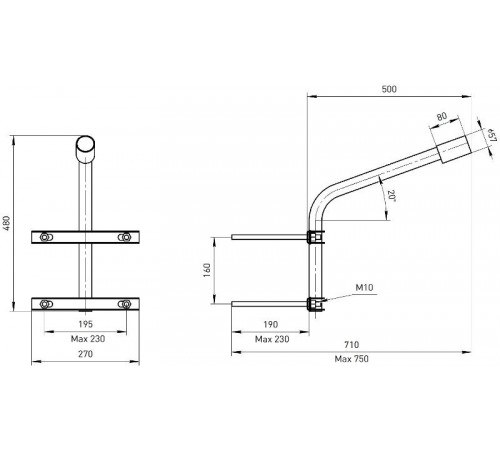 Кронштейн на опору ЭРА SPP-AC4-0-500-060 с 2 хомутами 500mm d60mm  Б0047656 ЭРА