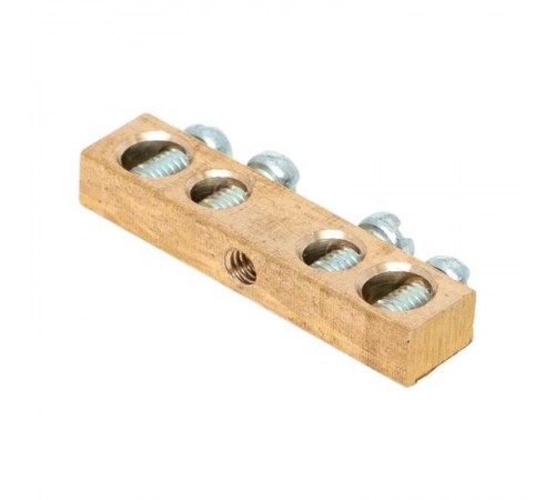 Шина PEN "ноль-земля" (6х9мм) 4 отверстия латунь крепеж по центру розничный стикер EKF PROxima  sn0-63-04-r  EKF