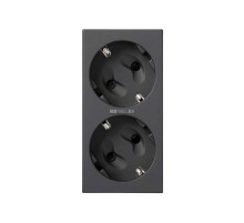 Simon CIMA 500 Розетка дв. 2P+E Schuko, шторки, индикатор, 16А 250В, клеммы: зажим+1Click, 50х100мм, 500 CIMA, граф  50010432-038  Simon