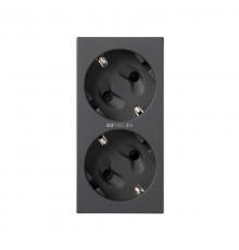 Simon CIMA 500 Розетка дв. 2P+E Schuko, шторки, индикатор, 16А 250В, клеммы: зажим+1Click, 50х100мм, 500 CIMA, граф  50010432-038  Simon