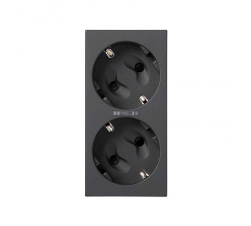 Simon CIMA 500 Розетка дв. 2P+E Schuko, шторки, индикатор, 16А 250В, клеммы: зажим+1Click, 50х100мм, 500 CIMA, граф  50010432-038  Simon