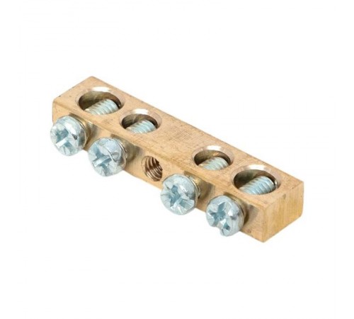 Шина PEN "ноль-земля" (6х9мм) 4 отверстия латунь крепеж по центру розничный стикер EKF PROxima  sn0-63-04-r  EKF