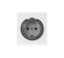 Розетка ROUND 1-ая с/з с/у, со шторками и крышкой 16А перламутр  KR-78-0702-1  Kranz