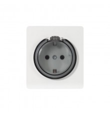 Розетка ROUND 1-ая с/з с/у, со шторками и крышкой 16А перламутр  KR-78-0702-1  Kranz