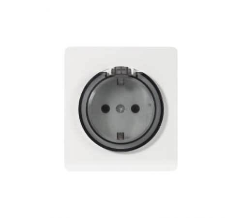 Розетка ROUND 1-ая с/з с/у, со шторками и крышкой 16А перламутр  KR-78-0702-1  Kranz