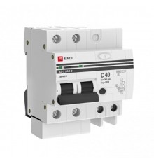 Выключатель автоматический дифференциального тока АД-2 40А/300мА (характеристика C, AC, электронный, защита 270В) 6кА PROxima  DA2-6-40-300-pro  EKF