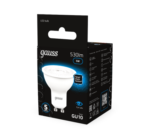 Лампа светодиодная MR16 5W 530lm 6500K GU10 LED 1/10/100  101506305  Gauss