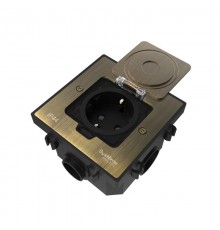 MultiDesk Лючок с розеткой 2К+З, 16А/250В, IP44 с монтажной коробкой для бетонных полов Античная латунь, тип MDK21  MDK21202BC  SE