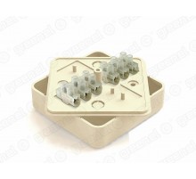 Коробка распределительная для о/п 75х75х20мм с клеммной колодкой ЗВИ-5 (1,5- 4 мм2) 6 клемм, IP40, цвет -СЛОНОВАЯ КОСТЬ (100шт)  GE41212-02  GREENEL