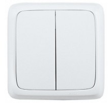 Выключатель открытой установки, двухклавишный, цвет белый  ВА16-151  HEGEL