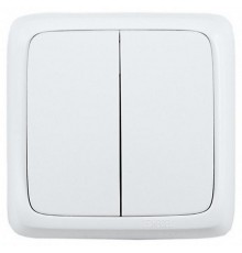 Выключатель открытой установки, двухклавишный, с изолирующей пластиной, цвет белый  ВА16-153  HEGEL