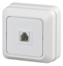 2-302-01 Intro Розетка телефонная RJ11, IP20, ОУ, Quadro, белый  Б0027661  Intro