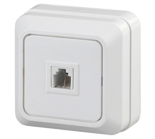 2-302-01 Intro Розетка телефонная RJ11, IP20, ОУ, Quadro, белый  Б0027661  Intro