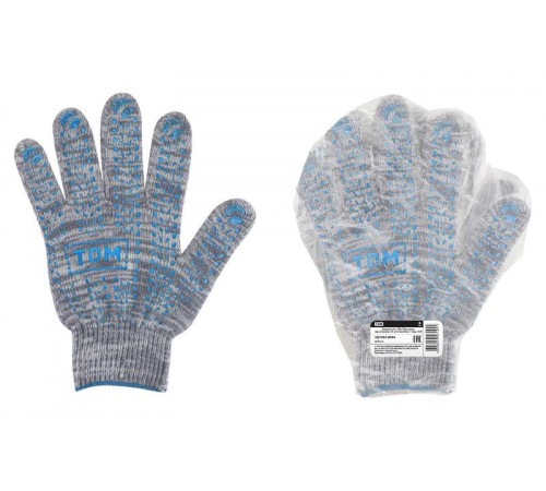 Перчатки х/б с ПВХ, "Протектор", серый меланж, 10, плотная вязка, 1 пара,  SQ1016-0204  TDM