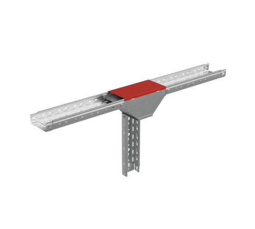 Крышка на верт. Т-ответвитель переходник 100-50 мм с разворотом трассы на 90 гр. "ПЛЮС" (нижняя часть меньше исходной)  KTDPSplus90-100-50   КМ-проф