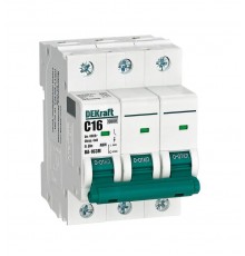 Выключатель автоматический без теплозащиты трехполюсный ВА-103М 3P 16А характеристика C 6кА  12520DEK  Dekraft