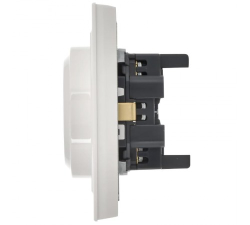 BRITE Розетка 2-ая с заземлением со шторками 16А в сборе РСш12-3-БрБ белый  BR-R24-16-K01-F-PRO  IEK