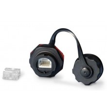 Модуль промышленныйKJ-IE-8P8C-C5e-180-BK Keystone Jack RJ-45 (8P8C), IP67, категория 5e, с защитной крышкой, черный  45690  Hyperline