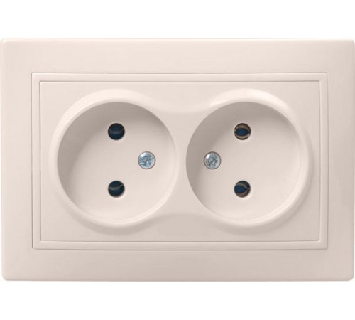 КВАРТА Кремовый Розетка 2-местная без заземления 10А РС12-2-ККм  ERK23-K33-10-DM  GENERICA