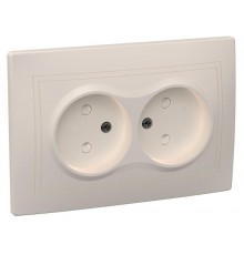 КВАРТА Кремовый Розетка 2-местная без заземления со шторками 10А РСш12-2-ККм  ERK20-K33-10-DM  GENERICA