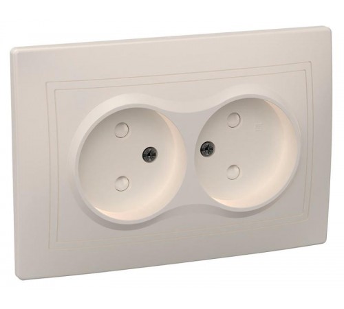 КВАРТА Кремовый Розетка 2-местная без заземления со шторками 10А РСш12-2-ККм  ERK20-K33-10-DM  GENERICA
