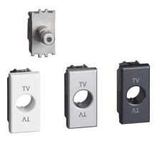 Axolute. Розетка SAT с разьемом типа F. Резьбовое соединение. 1 модуль. Поставляется в комплекте с лицевыми панелями цветов "Белый", "Алюминий", "Антр