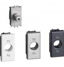 Axolute. Розетка SAT с разьемом типа F. Резьбовое соединение. 1 модуль. Поставляется в комплекте с лицевыми панелями цветов "Белый", "Алюминий", "Антр