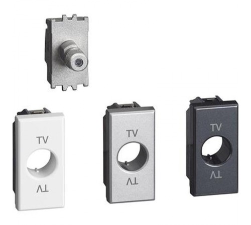 Axolute. Розетка SAT с разьемом типа F. Резьбовое соединение. 1 модуль. Поставляется в комплекте с лицевыми панелями цветов "Белый", "Алюминий", "Антр