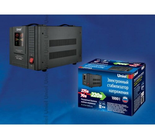 RS-1/1000LS Стабилизатор напряжения "Standard" релейный однофазный напольный, 70-275 В, 1000ВА  09497  Uniel
