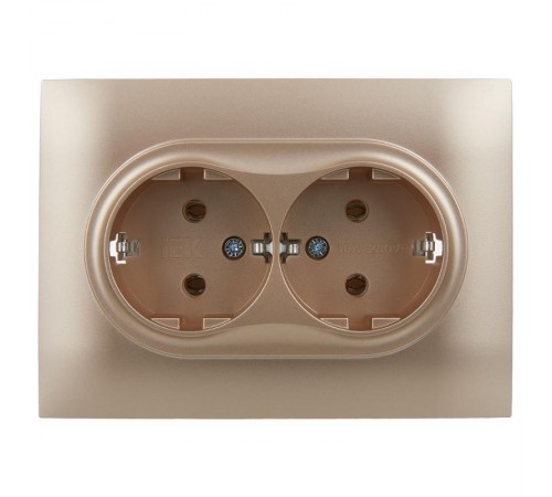 SKANDY Розетка 2-местная с з/к без з/ш 16А сб. SK-R08Sa песочный  SK-R21-16-K98-F  IEK
