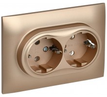 SKANDY Розетка 2-местная с з/к без з/ш 16А сб. SK-R08Sa песочный  SK-R21-16-K98-F  IEK