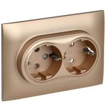 SKANDY Розетка 2-местная с з/к без з/ш 16А сб. SK-R08Sa песочный  SK-R21-16-K98-F  IEK