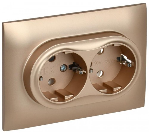 SKANDY Розетка 2-местная с з/к без з/ш 16А сб. SK-R08Sa песочный  SK-R21-16-K98-F  IEK