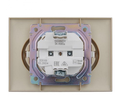 SKANDY Розетка 2-местная с з/к без з/ш 16А сб. SK-R08Sa песочный  SK-R21-16-K98-F  IEK