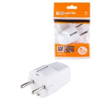 Вилка прямая с/з белая c перфорацией 10А 250В  SQ1806-0197  TDM