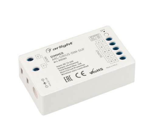 Диммер ARL-SIRIUS-DIM-SUF (12-24V, 4x4A, 2.4G) (Arlight, IP20 Пластик, 3 года)  032361  Arlight