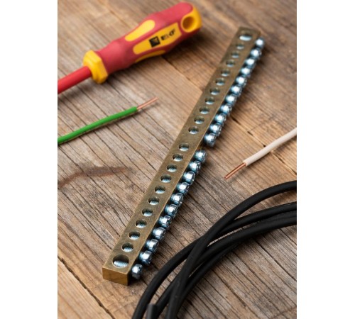 Шина PEN "ноль-земля" (8х12мм) 22 отверстия латунь крепеж по центру EKF PROxima  sn0-125-22-c  EKF