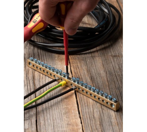 Шина PEN "ноль-земля" (8х12мм) 22 отверстия латунь крепеж по центру EKF PROxima  sn0-125-22-c  EKF