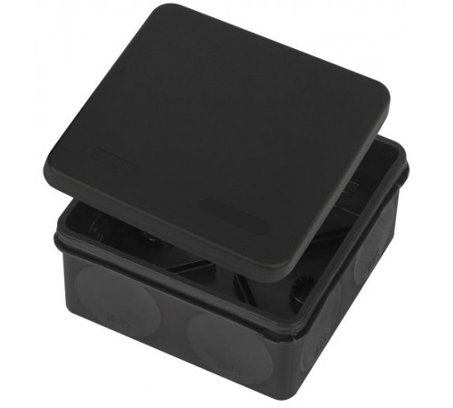 Распаячная коробка  KOR-100-100-50-9g-2MP-B двухкомпонентная HF стойкая к УФ 100х100х50мм черная прямой монтаж IP67 KOR-100-100-50-9g-2MP-B  Б0062770