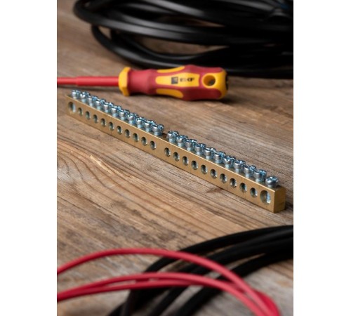 Шина PEN "ноль-земля" (8х12мм) 22 отверстия латунь крепеж по центру EKF PROxima  sn0-125-22-c  EKF