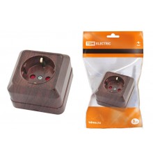 Розетка 2П+З открытой установки с з/ш IP20 16А, бук "Ладога"   SQ1801-0038  TDM