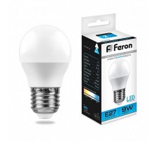 Лампа светодиодная LB-550 (9W) 230V E27 6400K G45  25806  FERON